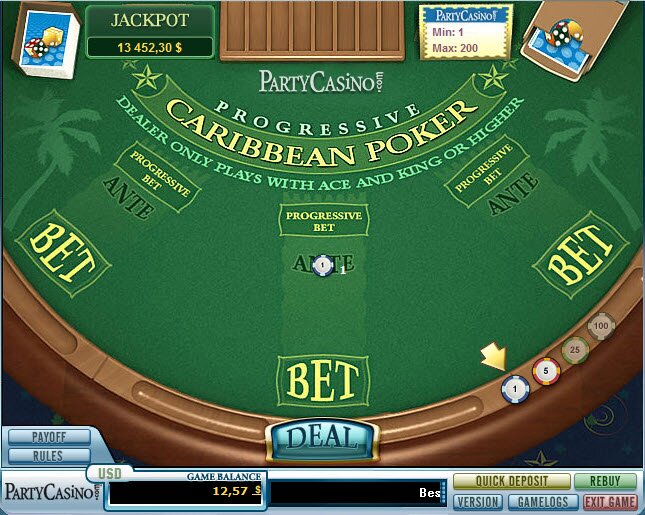 Карибский покер на PartyCasino Есть и обычный покер как в казино